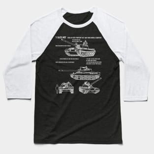 T54 T55 Russian Army Tank Recognition Blueprint Baseball T-Shirt